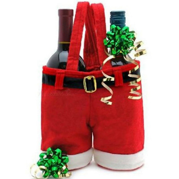Bolsa de Regalo Navideña Estilo Pantalón Santa en Tela de Lana