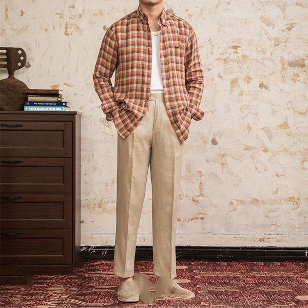 Camisa de Lino Manga Larga Casual Young