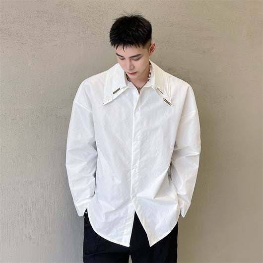 Camisa de Cuello Doble Solapa con Detalles Metálicos de Diseño Premium - Image 13