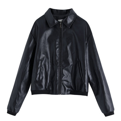 Chaqueta de Cuero Sintético Estilo Europeo para Mujer - Solapa Clásica - Image 12