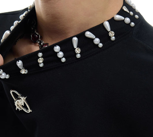 Blusa Modal con Cuello de Perlas y Strass - Manga Corta - Image 12