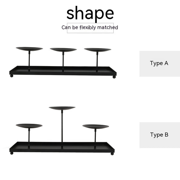 Candelabro de Tres Brazos Modular con Plato Grande para Velas de Pilar de 4 Pulgadas