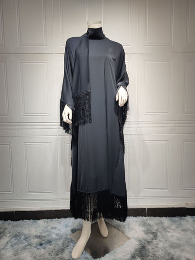 Vestido de Moda Elegante con Mangas Tipo Murciélago y Detalles de Borlas - Image 12