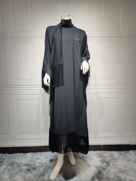 Vestido de Moda Elegante con Mangas Tipo Murciélago y Detalles de Borlas - Image 12