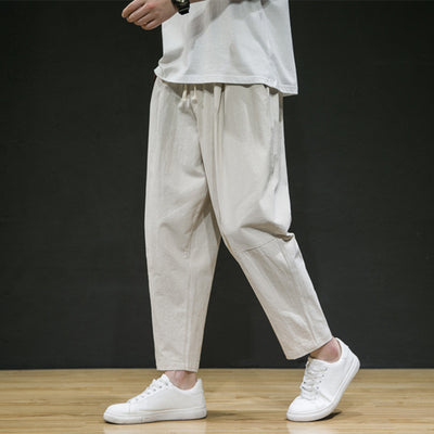 Pantalones Cropped Rectos de Algodón y Lino para Hombre - Image 11