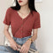 Camiseta Suelta V-Neck Ice Silk Negro con Capas