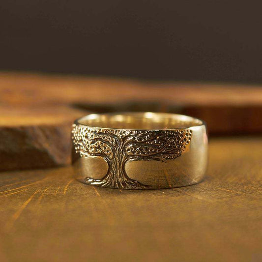 Anillo Árbol de la Vida Grabado Vintage Minimalista