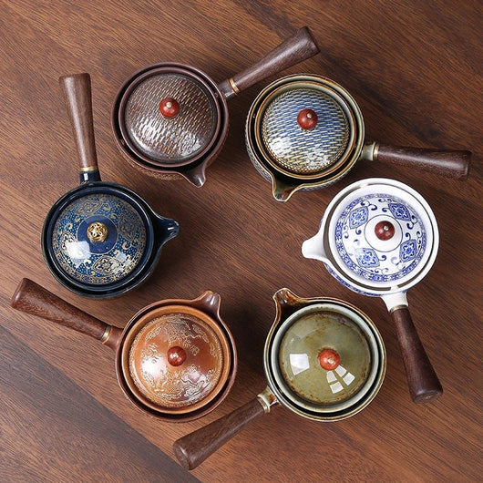Tetera de Cerámica Negra con Asa de Madera - Colador Kung Fu para Té Oolong - Image 2