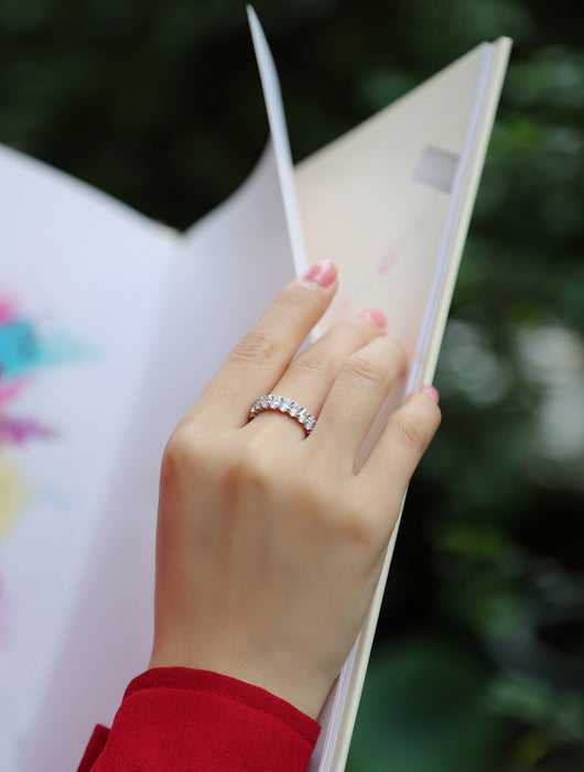 Anillo de Boda Luó Shén - Moissanita Ovalada Premium en Plata S925 y Platino - Image 8