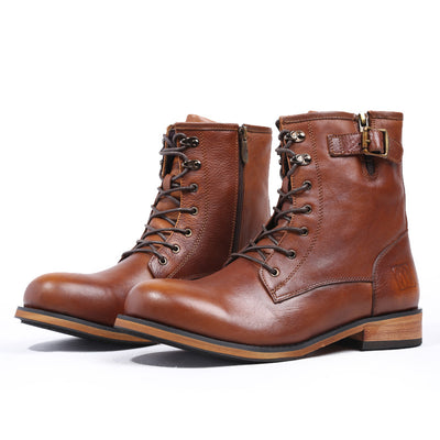 Botas Martin de Cuero Retro Británico con Punta Redonda para Hombre - Image 10