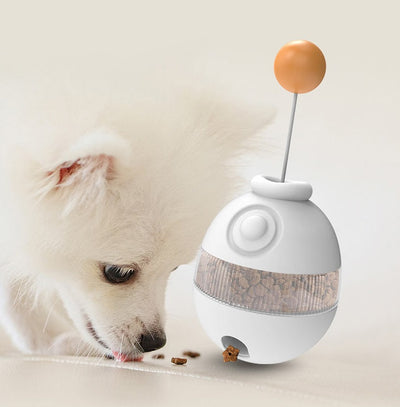 Blue and white pet cat toy with an orange ball on a stick, designed as a tumbler for interactive play. - Image 8