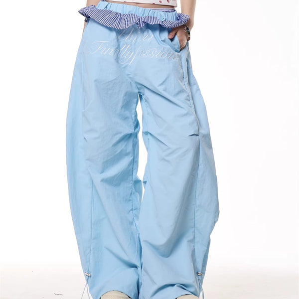 Pantalones Anchos a Cuadros con Costuras Decorativas - Secado Rápido para Mujer