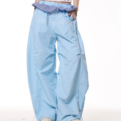 Pantalones Anchos a Cuadros con Costuras Decorativas - Secado Rápido para Mujer
