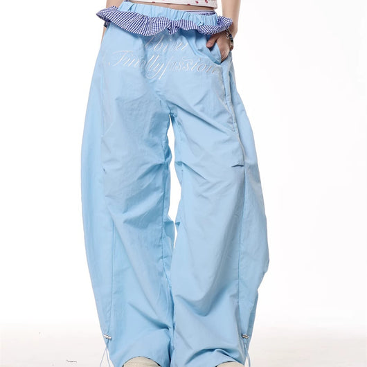 Pantalones Anchos a Cuadros con Costuras Decorativas - Secado Rápido para Mujer