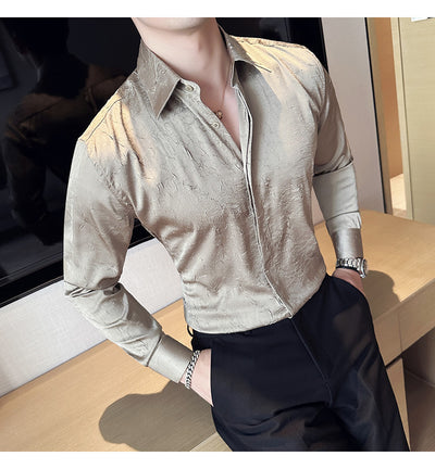 Camisa Larga Hombre Ice Silk Textura Premium - Transpirable y Fresca - Image 25