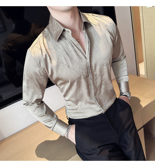 Camisa Larga Hombre Ice Silk Textura Premium - Transpirable y Fresca - Image 25