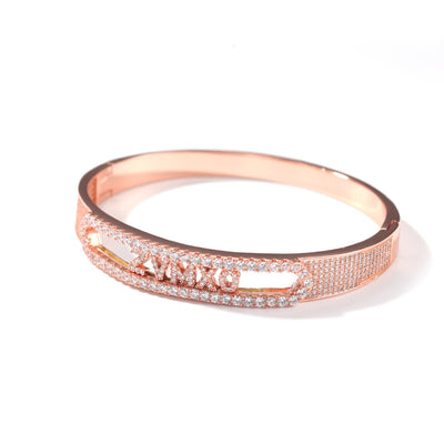 Pulsera de Letras con Incrustaciones de Cobre y Circón de 11MM - Image 22
