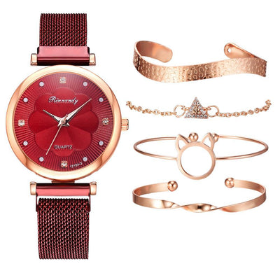 Reloj de Cuarzo con Esfera Floral y Malla Ajustable - Image 8