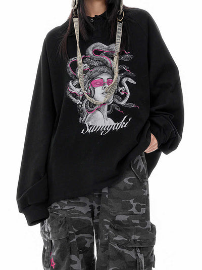 Suéter Polo Manga Larga Medusa Serpiente Otoño Invierno Negro - Image 14
