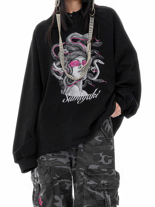 Suéter Polo Manga Larga Medusa Serpiente Otoño Invierno Negro - Image 14
