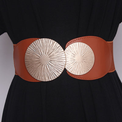 Cinturón Elástico Ancho Rojo para Mujer - Accesorio Versátil para Vestidos y Faldas - Image 9
