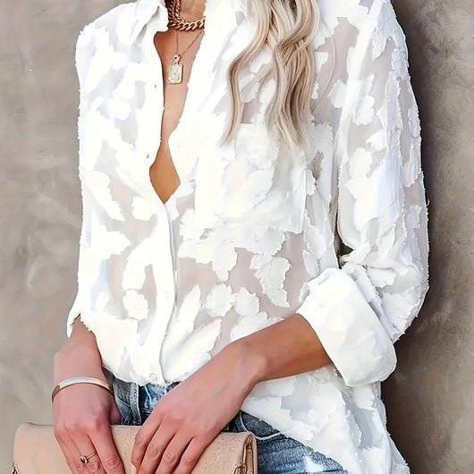 Camisa Elegante de Jacquard con Botones - Image 8