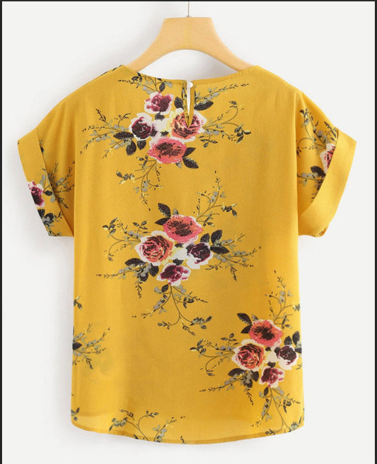 Blusa Floral de Cuello Redondo con Estampado Paris Beads - Image 2
