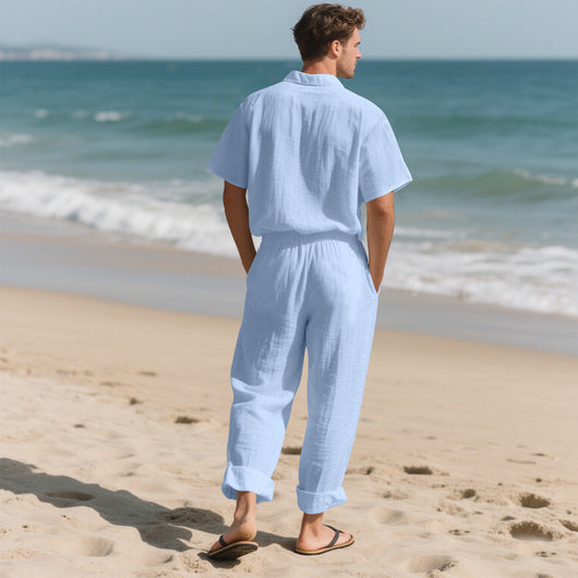 Conjunto de Playa: Polo Casual con Botones y Shorts Cómodos - Image 32