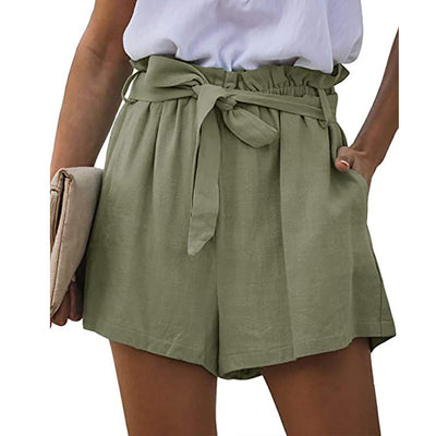 Shorts Anchos Casuales para Mujer con Bolsillos, Cintura Elástica y Cordones - Image 7