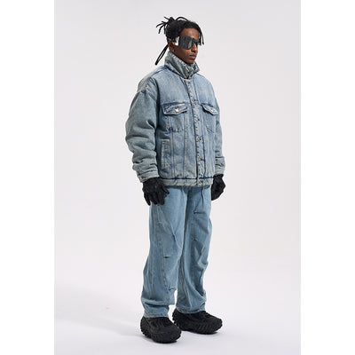 Chaqueta Denim Oversize Lavada y Desgastada - Algodón Grueso - Image 17