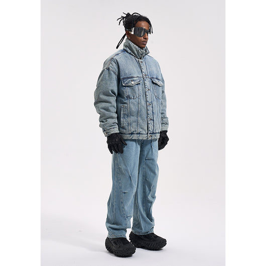 Chaqueta Denim Oversize Lavada y Desgastada - Algodón Grueso - Image 17