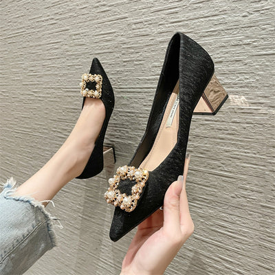 Tacones Altos Punta Afilada Perla Estilo Hada - Image 9