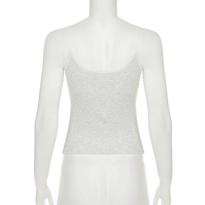 Chaleco Ajustado con Lazo de Encaje Dulce y Picante - Estilo Urbano Cuello en U - Image 15