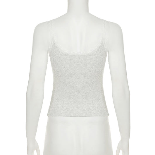 Chaleco Ajustado con Lazo de Encaje Dulce y Picante - Estilo Urbano Cuello en U - Image 15