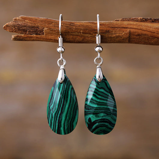 Aretes de Piedra Natural Diseñador Gota de Agua Lujo Minimalista - Image 13
