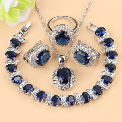 Conjunto de Joyas con Piedras Preciosas: Collar, Aretes y Anillo de Cuatro Piezas - Image 10