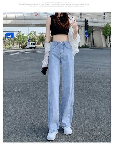 Jeans Rectos de Cintura Alta Holgados de Pierna Ancha para Mujer - Image 25