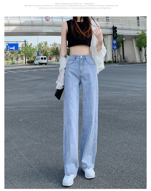 Jeans Rectos de Cintura Alta Holgados de Pierna Ancha para Mujer - Image 25