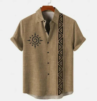 Camisa Casual Holgada para Hombre con Estampado y Botones - Image 16
