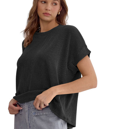 Blusa Suelta de Rayas con Mangas Murciélago - Top Cómodo y Versátil para Mujer - Image 12