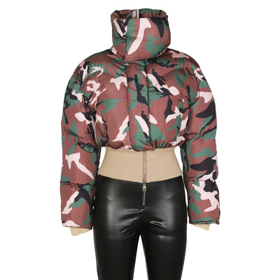 Chaqueta Corta de Algodón con Estampado Camuflaje Retro para Mujer - Image 5