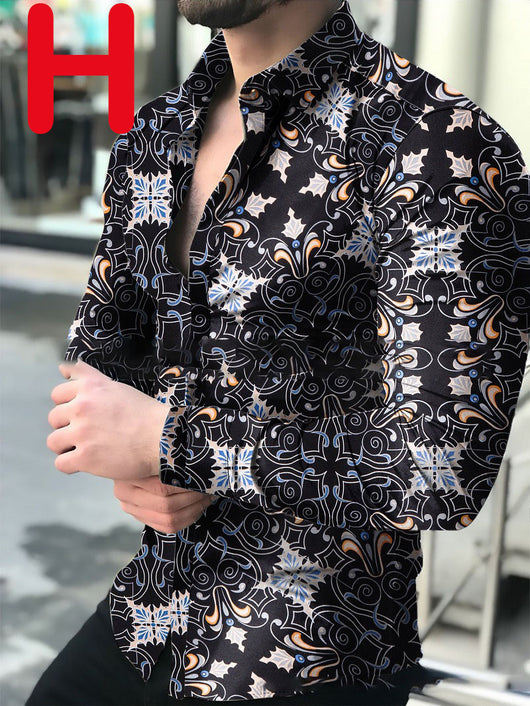 Camisa Casual Estampada de Manga Larga para Hombre - Image 8