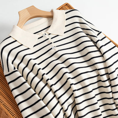 Suéter de Punto Holgado a Rayas para Mujer - Diseño Casual y Versátil - Image 7
