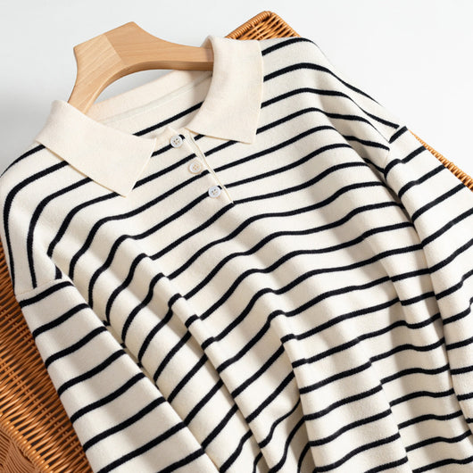 Suéter de Punto Holgado a Rayas para Mujer - Diseño Casual y Versátil - Image 7