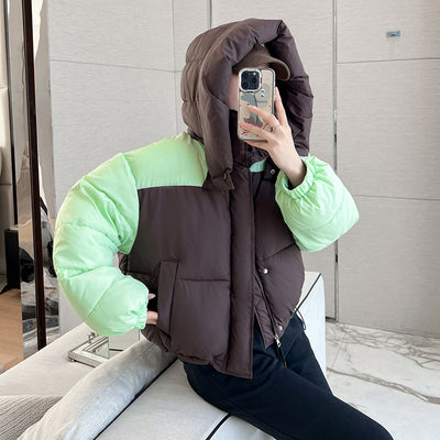 Chaqueta Corta de Algodón con Parches Contrastantes Gruesos para Mujer - Image 2