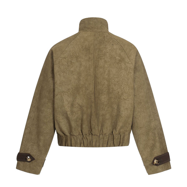 Chaqueta Casual Retro con Cuello Alto y Hebilla Aviador