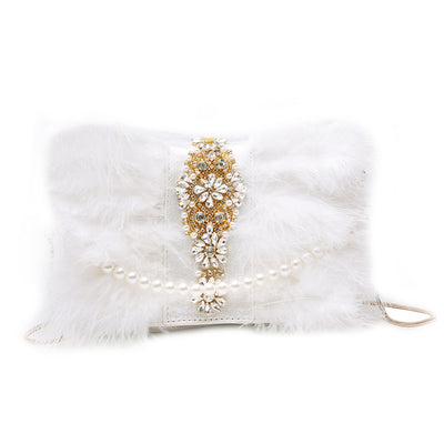 Bolso de Noche Elegante con Cadena de Perlas y Diamantes - Image 11