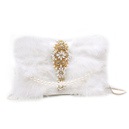 Bolso de Noche Elegante con Cadena de Perlas y Diamantes - Image 11