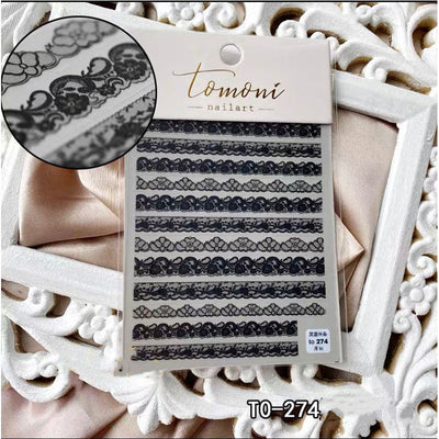 Calcomanías de Encaje en Relieve para Uñas Negro y Blanco - Image 16