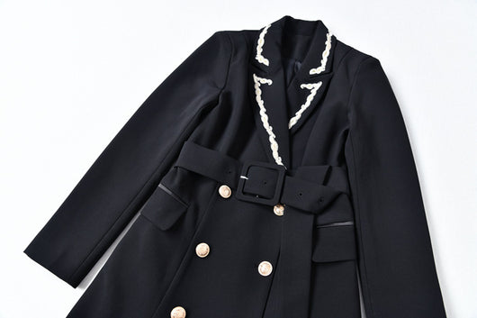 Vestido Ejecutivo Doble Botonadura con Cinturón Ajustado para Mujer - Image 10